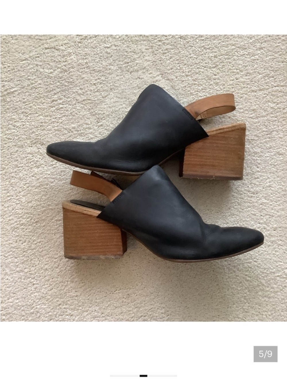 Korks Black Brown Sling Back Strap Heeled Mules Clogs Cork Heel 8.5 - Picture 2 of 4